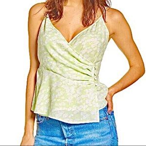 Leith Green Floral Print Wrap Camisole 2X